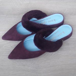💕 KATE SPADE 7.5 Suede and Faux-fur Slides